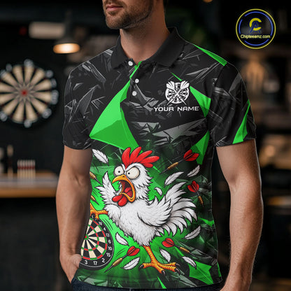 Custom Green Funny Chicken Dart Shirt for Men Dart Team Jersey Darts League Dartboard Shirt NNT346