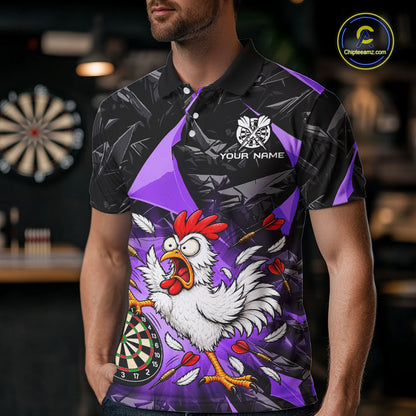 Custom Purple Funny Chicken Dart Shirt for Men Dart Team Jersey Darts League Dartboard Shirt NNT346