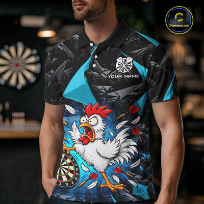 Custom Turquoise Funny Chicken Dart Shirt for Men Dart Team Jersey Darts League Dartboard Shirt NNT346