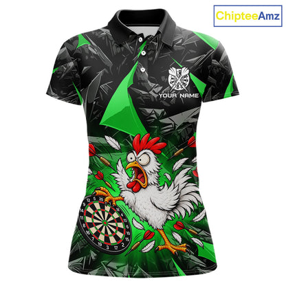 Custom Green Funny Chicken Dart Shirt for Women Dart Team Jersey Darts League Dartboard Shirt NNT346