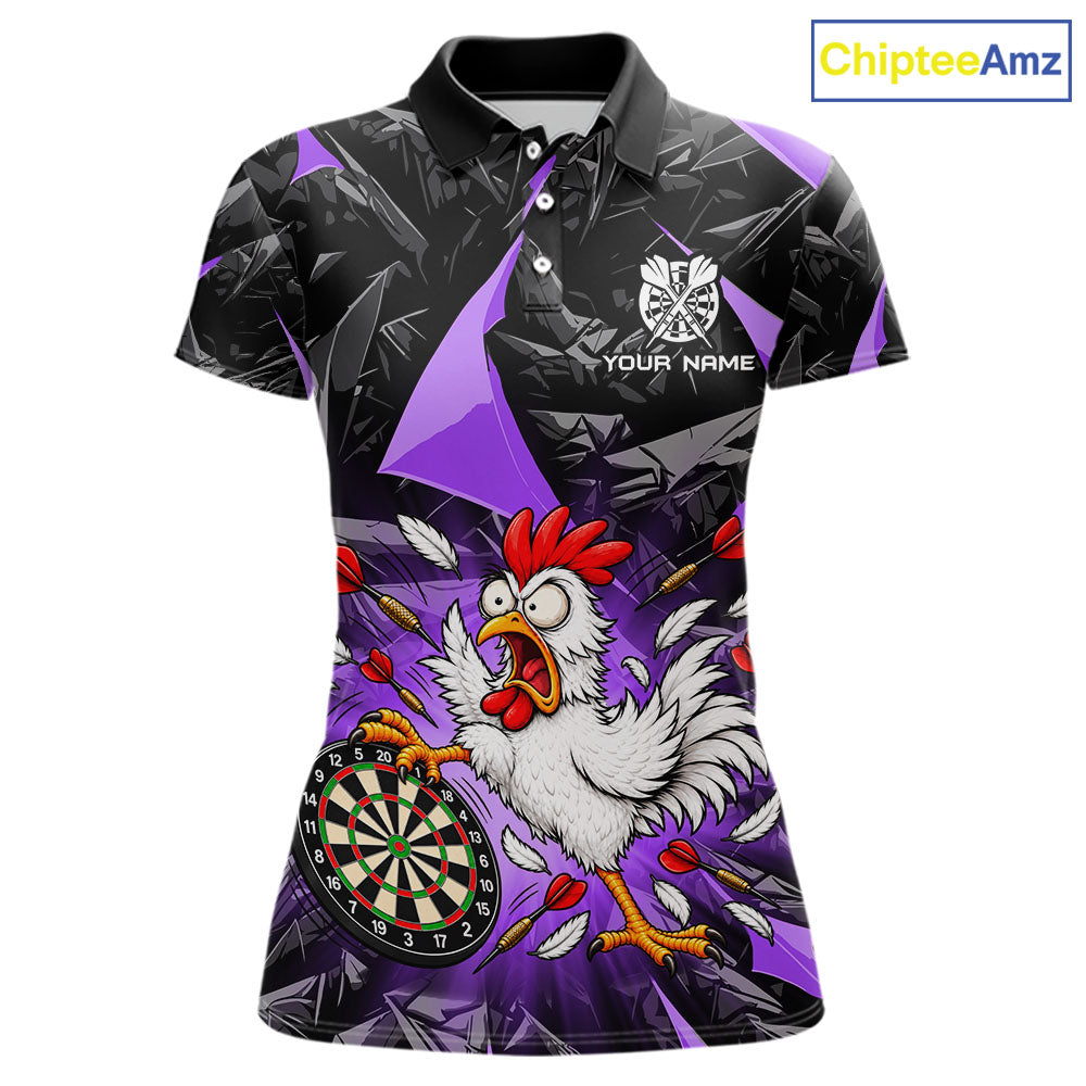 Custom Purple Funny Chicken Dart Shirt for Women Dart Team Jersey Darts League Dartboard Shirt NNT346