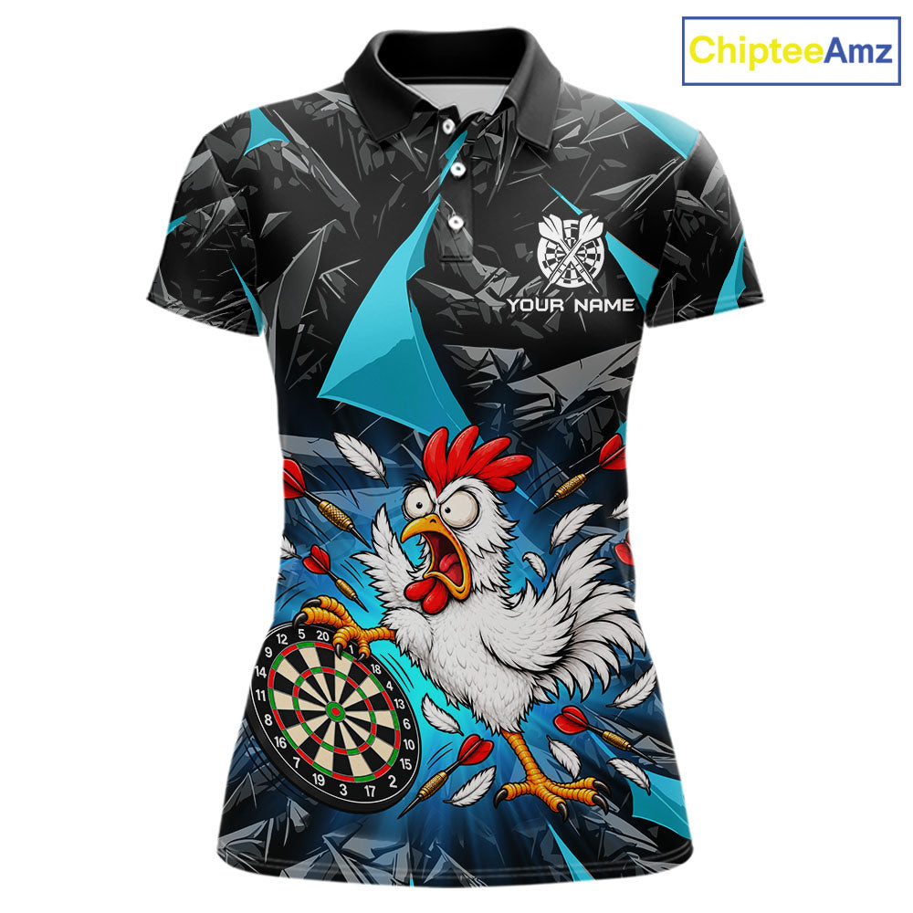 Custom Turquoise Funny Chicken Dart Shirt for Women Dart Team Jersey Darts League Dartboard Shirt NNT346