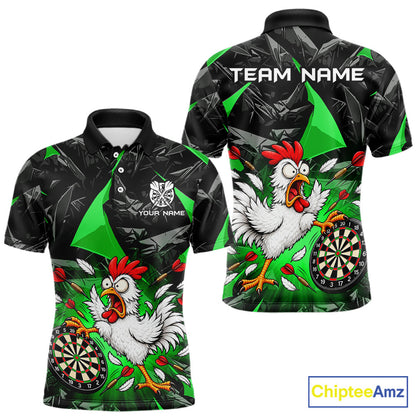 Custom Green Funny Chicken Dart Shirt for Men Dart Team Jersey Darts League Dartboard Shirt NNT346
