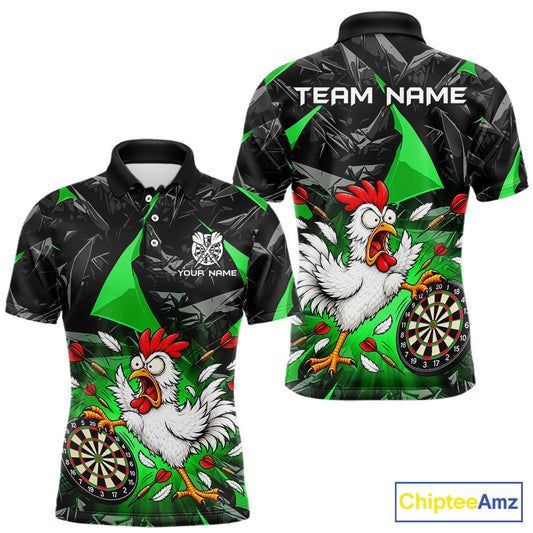 Custom Green Funny Chicken Dart Shirt for Men Dart Team Jersey Darts League Dartboard Shirt NNT346