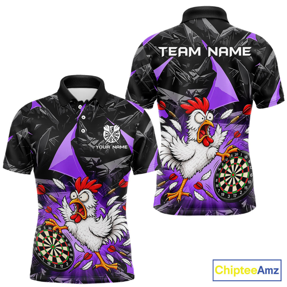 Custom Purple Funny Chicken Dart Shirt for Men Dart Team Jersey Darts League Dartboard Shirt NNT346