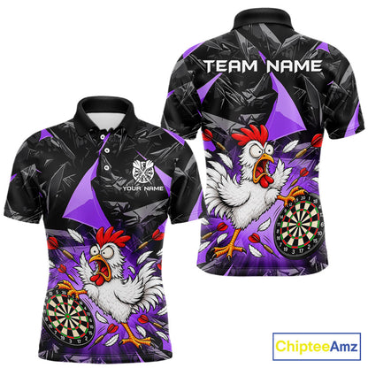 Custom Purple Funny Chicken Dart Shirt for Men Dart Team Jersey Darts League Dartboard Shirt NNT346