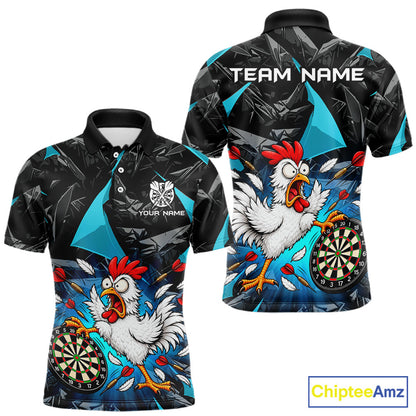 Custom Turquoise Funny Chicken Dart Shirt for Men Dart Team Jersey Darts League Dartboard Shirt NNT346