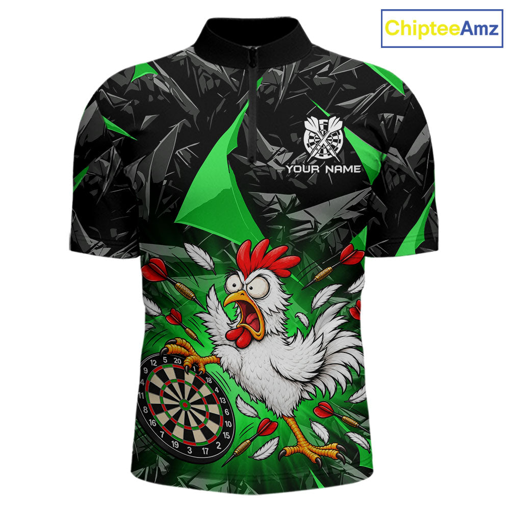 Custom Green Funny Chicken Dart Shirt for Men Dart Team Jersey Darts League Dartboard Shirt NNT346