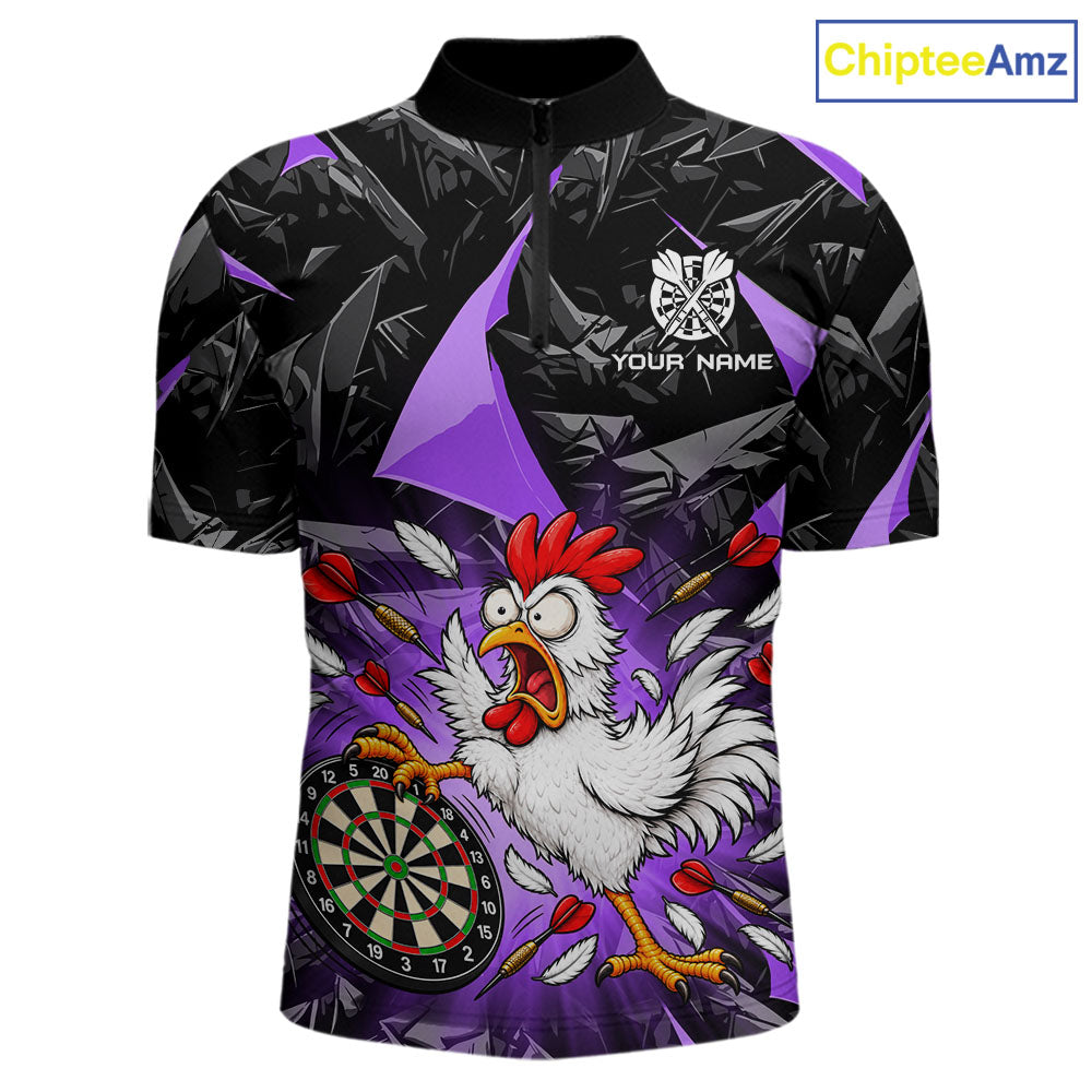 Custom Purple Funny Chicken Dart Shirt for Men Dart Team Jersey Darts League Dartboard Shirt NNT346