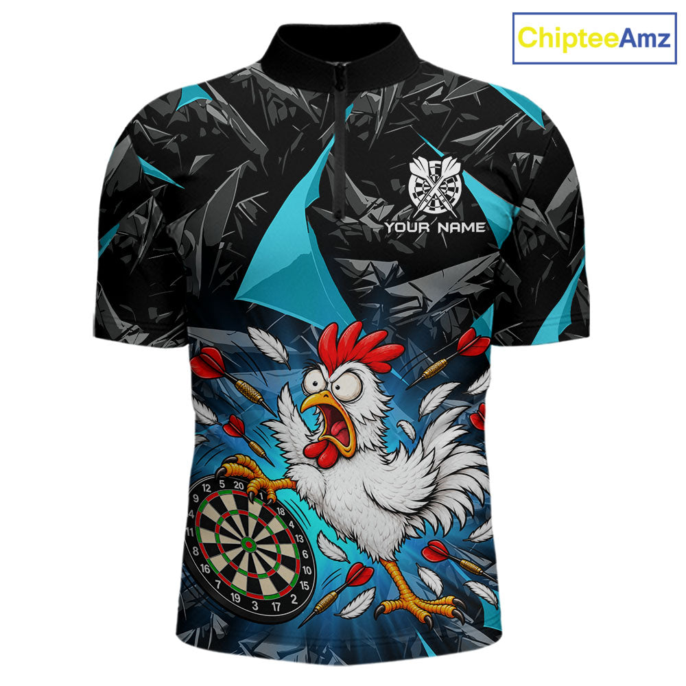 Custom Turquoise Funny Chicken Dart Shirt for Men Dart Team Jersey Darts League Dartboard Shirt NNT346