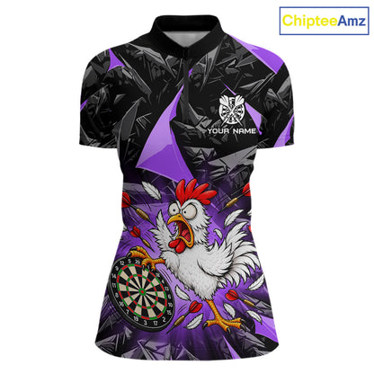 Custom Purple Funny Chicken Dart Shirt for Women Dart Team Jersey Darts League Dartboard Shirt NNT346