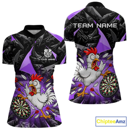 Custom Purple Funny Chicken Dart Shirt for Women Dart Team Jersey Darts League Dartboard Shirt NNT346