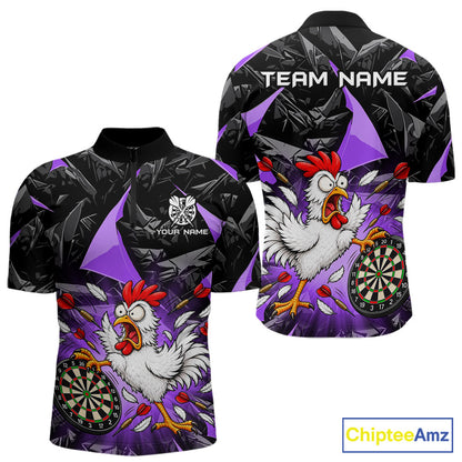 Custom Purple Funny Chicken Dart Shirt for Men Dart Team Jersey Darts League Dartboard Shirt NNT346