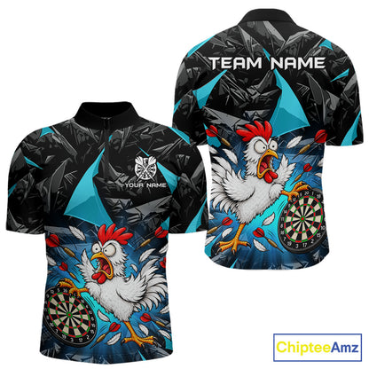 Custom Turquoise Funny Chicken Dart Shirt for Men Dart Team Jersey Darts League Dartboard Shirt NNT346