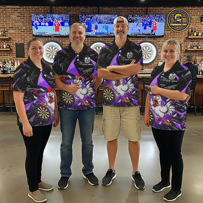 Custom Purple Funny Chicken Dart Shirt for Women Dart Team Jersey Darts League Dartboard Shirt NNT346