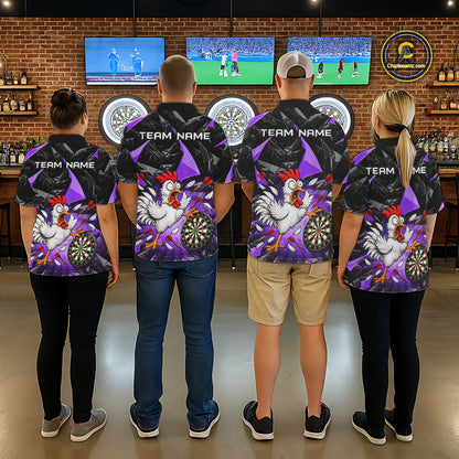 Custom Purple Funny Chicken Dart Shirt for Men Dart Team Jersey Darts League Dartboard Shirt NNT346