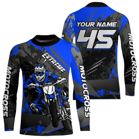 Blue Youth Motocross Shirts Custom MX Racing Extreme Shirts Kid Men Women UPF30+ DNT34