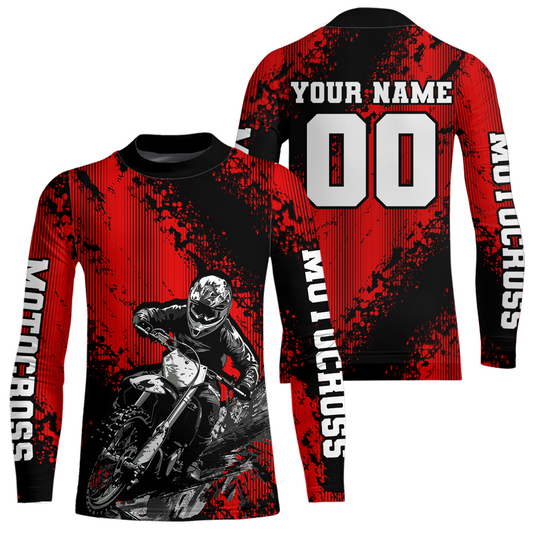 Custom Red MX Off Road Racing Shirts Kid Men Women Youth Motocross Shirts UPF30+ DNT36