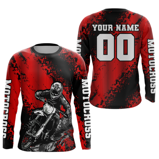Custom Red MX Off Road Racing Shirts Kid Men Women Youth Motocross Shirts UPF30+ DNT36