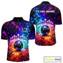 Load image into Gallery viewer, Colorful bowling shirt with 'Team Name' and 'Your Name' text on a white background