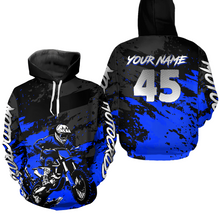 Load image into Gallery viewer, Custom Blue Youth Motocross Hoodie Jersey Kid Men Women Dirt Bike Motorcycle Hoodie HOT35