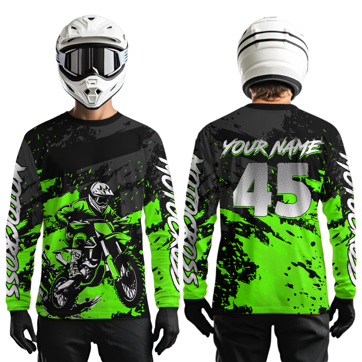 Green Youth MX Motocross Jersey Custom Motocycle Shirts Men Women Kid Motocross Shirt UPF30+ DNT40