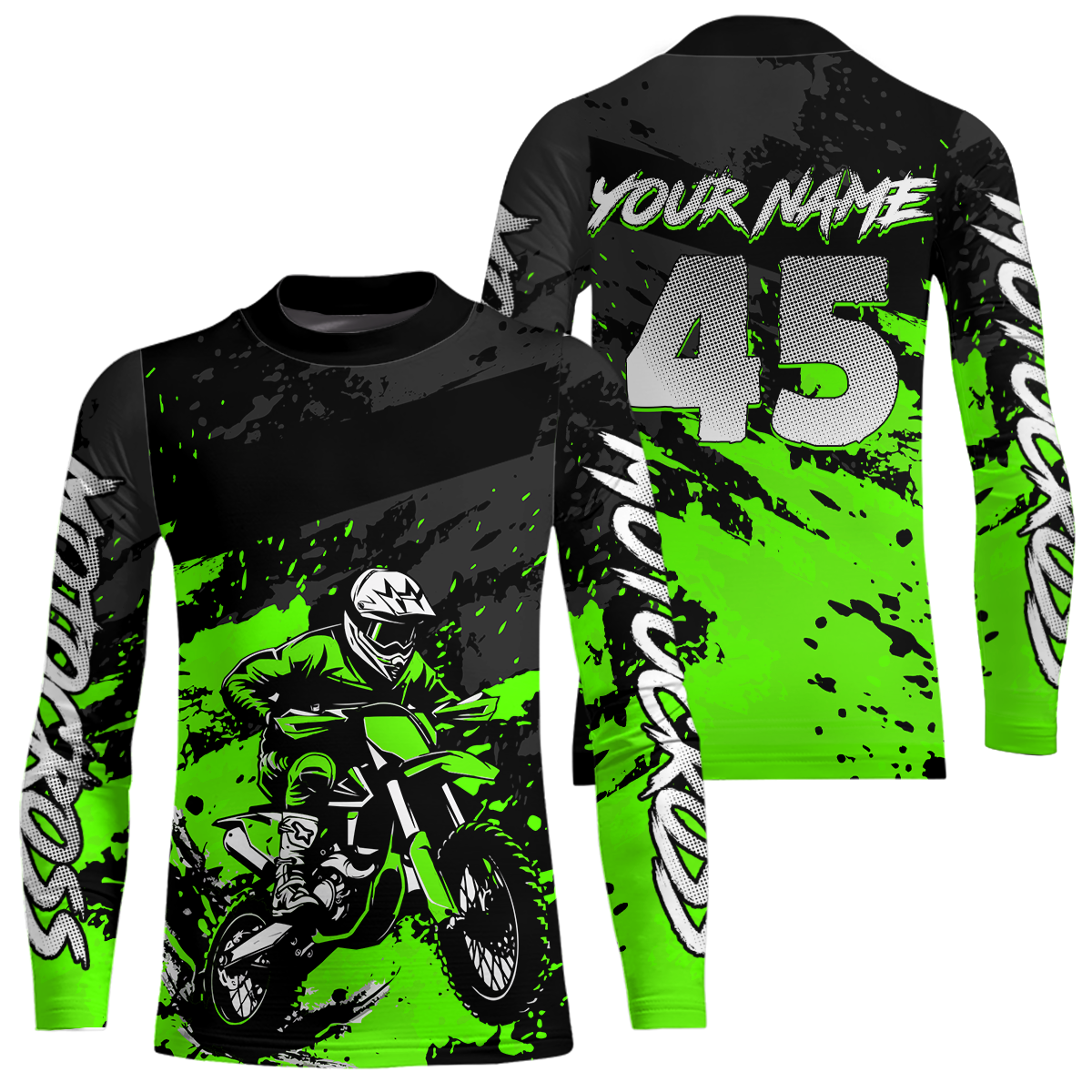 Green Youth MX Motocross Jersey Custom Motocycle Shirts Men Women Kid Motocross Shirt UPF30+ DNT40