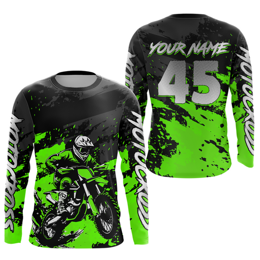 Green Youth MX Motocross Jersey Custom Motocycle Shirts Men Women Kid Motocross Shirt UPF30+ DNT40