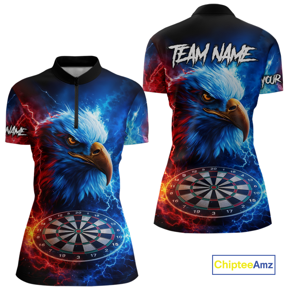 Custom Lightning Thunder Eagle Dart Shirts for Women Darts Team Jerseys Polo & 1/4 Zip NNT137