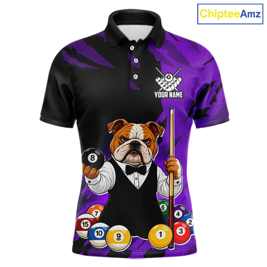 Custom Bulldog 8 Ball Pool Shirts Purple Billiard Shirt for Men Billiard Team Jersey Billiard Gift NNT379