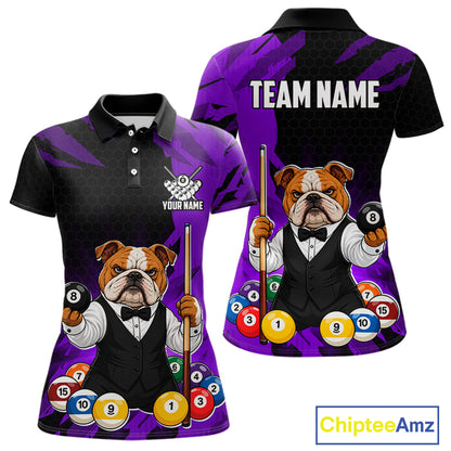 Custom Bulldog 8 Ball Pool Shirts Purple Billiard Shirt for Women Billiard Team Jersey Billiard Gift NNT379