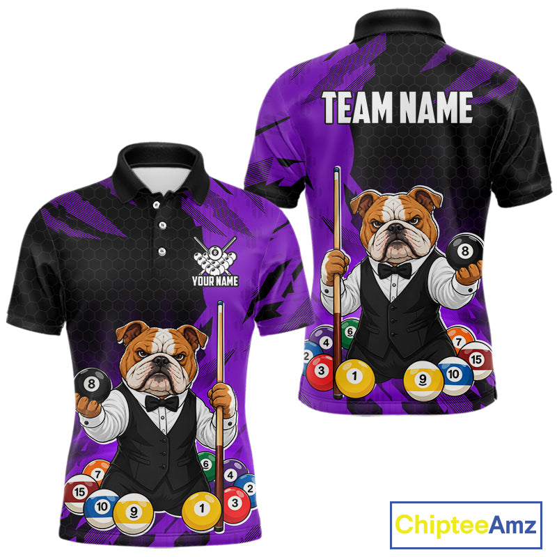 Custom Bulldog 8 Ball Pool Shirts Purple Billiard Shirt for Men Billiard Team Jersey Billiard Gift NNT379