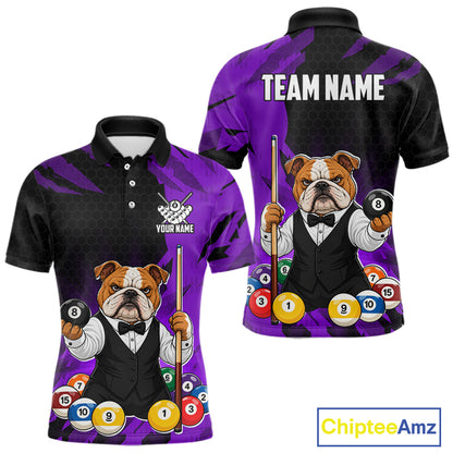Custom Bulldog 8 Ball Pool Shirts Purple Billiard Shirt for Men Billiard Team Jersey Billiard Gift NNT379