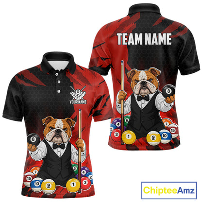 Custom Bulldog 8 Ball Pool Shirts Red Billiard Shirt for Men Billiard Team Jersey Billiard Gift NNT379