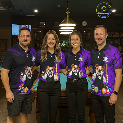 Custom Bulldog 8 Ball Pool Shirts Purple Billiard Shirt for Men Billiard Team Jersey Billiard Gift NNT379