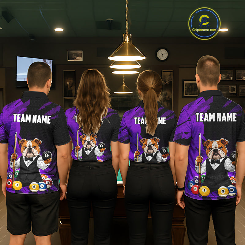 Custom Bulldog 8 Ball Pool Shirts Purple Billiard Shirt for Men Billiard Team Jersey Billiard Gift NNT379