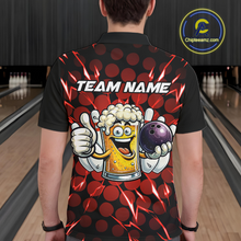 Load image into Gallery viewer, Custom Red Funny Beer Bowling Jersey for Men Bowling Team Shirts Polo &amp; 1/4 Zip HNT187