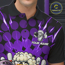 Load image into Gallery viewer, Custom Purple Funny Beer Bowling Jersey for Men Bowling Team Shirts Polo &amp; 1/4 Zip HNT187