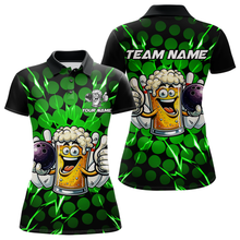 Load image into Gallery viewer, Custom Green Funny Beer Bowling Jersey for Women Bowling Team Shirts Polo &amp; 1/4 Zip HNT187