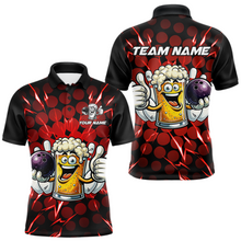 Load image into Gallery viewer, Custom Red Funny Beer Bowling Jersey for Men Bowling Team Shirts Polo &amp; 1/4 Zip HNT187