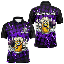 Load image into Gallery viewer, Custom Purple Funny Beer Bowling Jersey for Men Bowling Team Shirts Polo &amp; 1/4 Zip HNT187