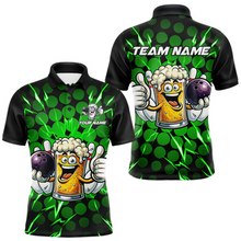 Load image into Gallery viewer, Custom Green Funny Beer Bowling Jersey for Men Bowling Team Shirts Polo &amp; 1/4 Zip HNT187