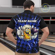 Load image into Gallery viewer, Custom Blue Funny Beer Bowling Jersey for Men Bowling Team Shirts Polo &amp; 1/4 Zip HNT187