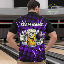 Load image into Gallery viewer, Custom Purple Funny Beer Bowling Jersey for Men Bowling Team Shirts Polo &amp; 1/4 Zip HNT187