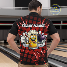 Load image into Gallery viewer, Custom Red Funny Beer Bowling Jersey for Men Bowling Team Shirts Polo &amp; 1/4 Zip HNT187