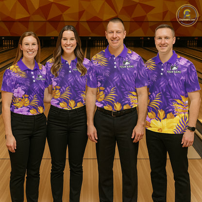 Custom Flowers Bowling Jersey for Men Polo & 1/4 Zip Bowling Team Shirts Bowling League HNT213