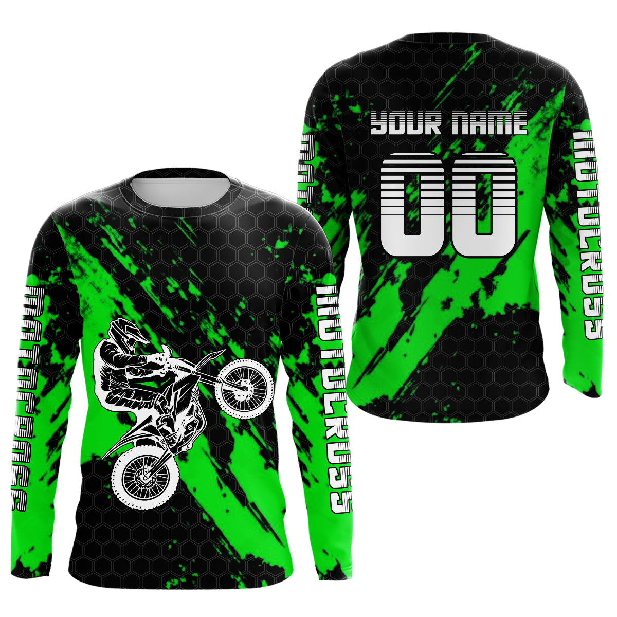 Green Youth Motocross Jersey Adult Kid Upf30+Custom Racing Jersey Off-Road Jersey DNT51