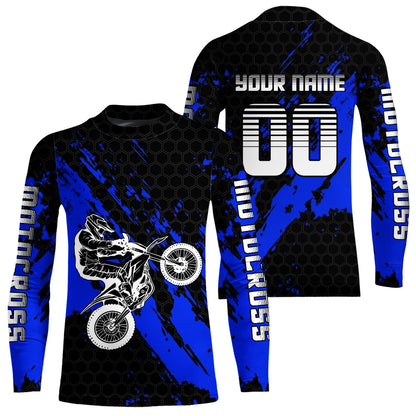 Blue Youth Motocross Jersey Adult Kid Upf30+Custom Racing Jersey Off-Road Jersey DNT51