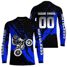 Load image into Gallery viewer, Blue Youth Motocross Jersey Adult Kid Upf30+Custom Racing Jersey Off-Road Jersey DNT51