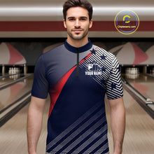 Load image into Gallery viewer, Custom US Flag Bowling Jersey for Men Bowling Team Shirts Bowling Uniform Polo &amp; 1/4 Zip HNT165